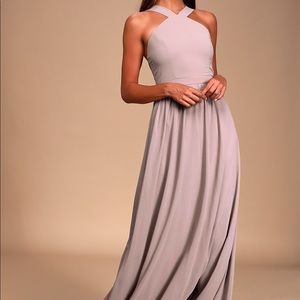 Lulu’s Air of Romance Taupe Maxi Dress